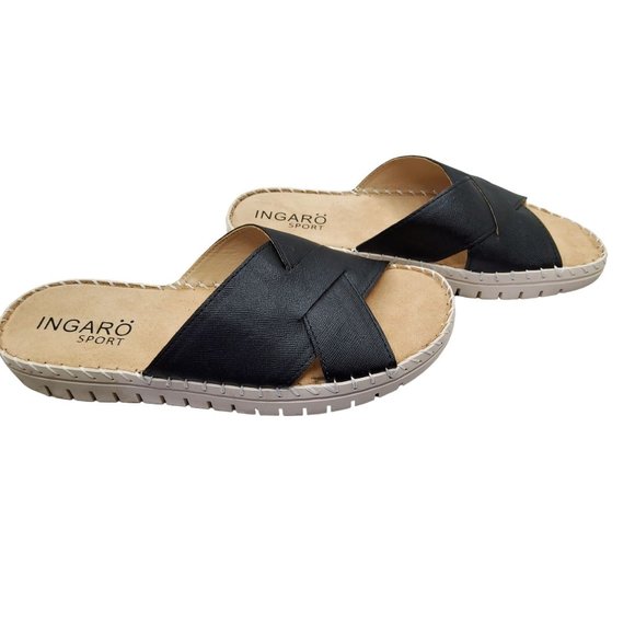 ingaro womens ingaro sport "tess" slide on black strap sandals. - Picture 4 of 6